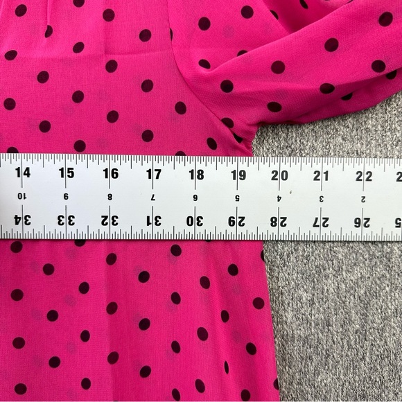 Forever 21 Exclusive Sheer Pink Polka Dot Hi-Low Flowy Blouse Women’s Size Small - Picture 6 of 7